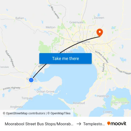 Moorabool Street Bus Stops/Moorabool St to Templestowe map