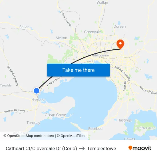 Cathcart Ct/Cloverdale Dr to Templestowe map