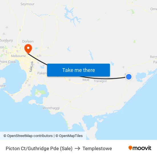 Picton Ct/Guthridge Pde to Templestowe map