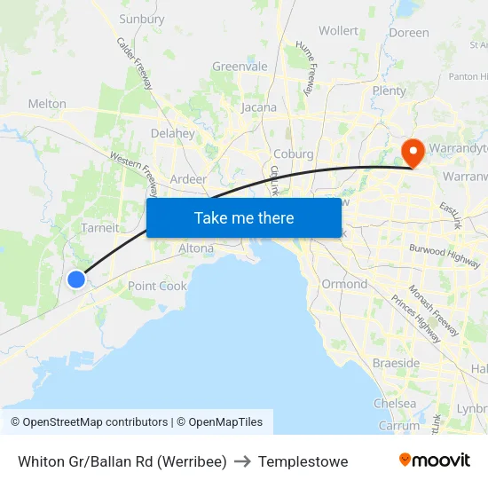 Whiton Gr/Ballan Rd to Templestowe map