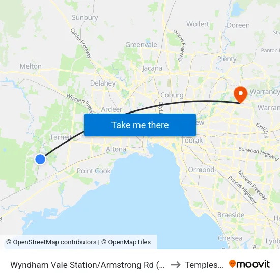 Wyndham Vale Station/Armstrong Rd to Templestowe map