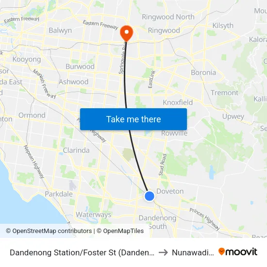 Dandenong Station/Foster St to Nunawading map