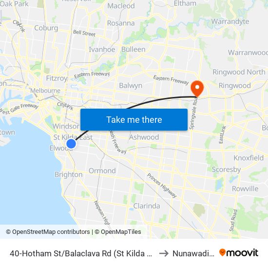 40-Hotham St/Balaclava Rd (St Kilda East) to Nunawading map