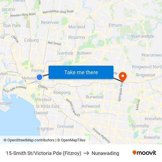 15-Smith St/Victoria Pde (Fitzroy) to Nunawading map