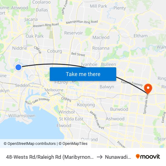 48-Wests Rd/Raleigh Rd (Maribyrnong) to Nunawading map