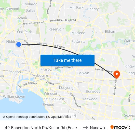 49-Essendon North Ps/Keilor Rd (Essendon North) to Nunawading map