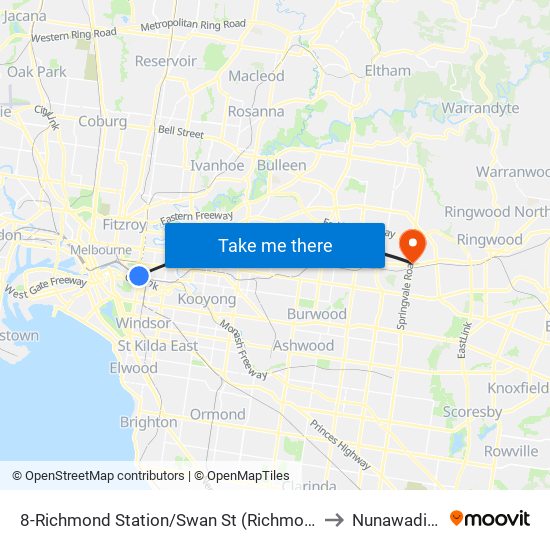 8-Richmond Station/Swan St (Richmond) to Nunawading map