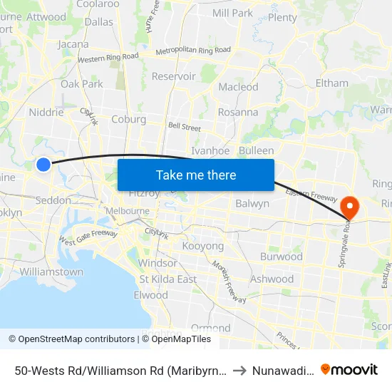 Wests Rd/Williamson Rd #50 to Nunawading map