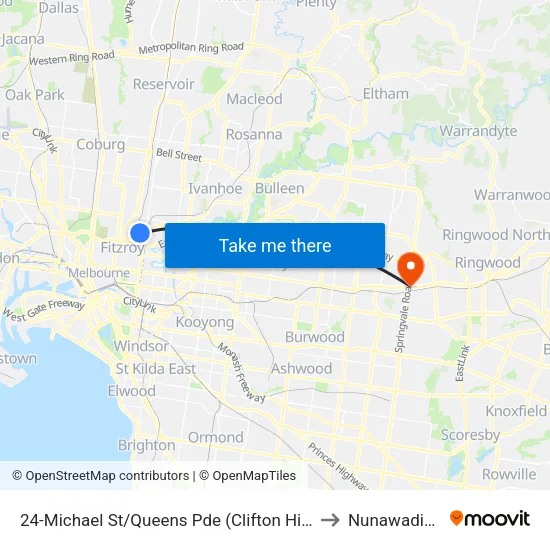 Michael St/Queens Pde #24 to Nunawading map