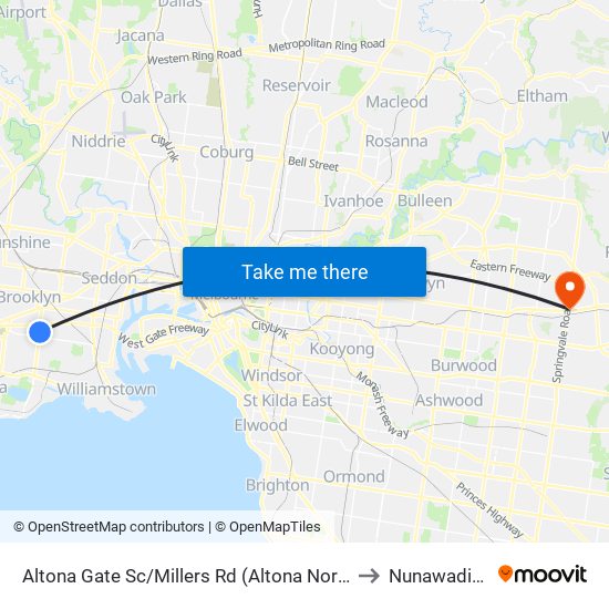 Altona Gate Sc/Millers Rd (Altona North) to Nunawading map