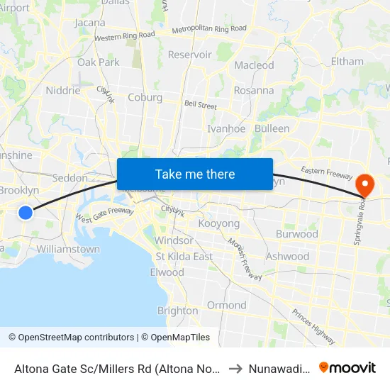 Altona Gate Sc/Millers Rd to Nunawading map