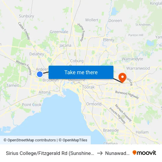 Sirius College/Fitzgerald Rd to Nunawading map