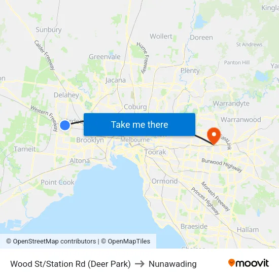 Wood St/Station Rd to Nunawading map