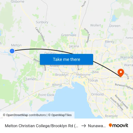 Melton Christian College/Brooklyn Rd to Nunawading map