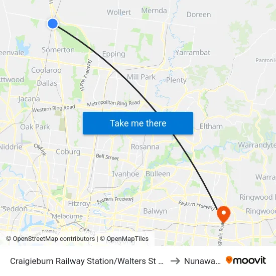 Craigieburn Station/Walters St to Nunawading map