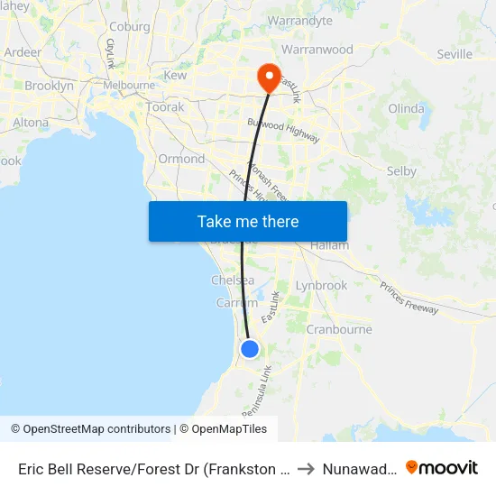 Eric Bell Reserve/Forest Dr to Nunawading map