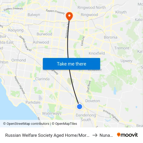 Russian Welfare Society Aged Home/Morwell Ave to Nunawading map
