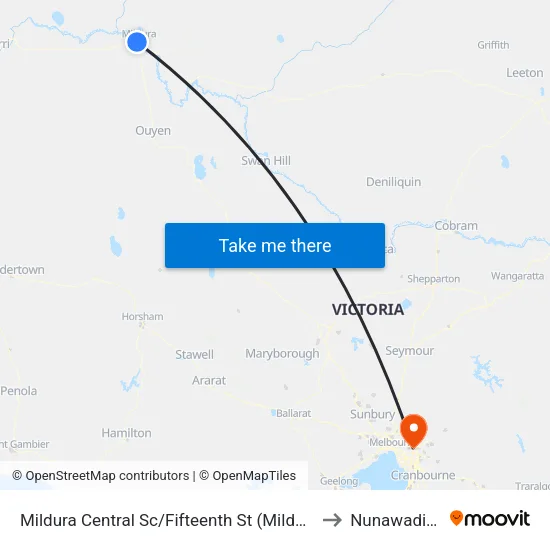 Mildura Central Sc/Fifteenth St to Nunawading map