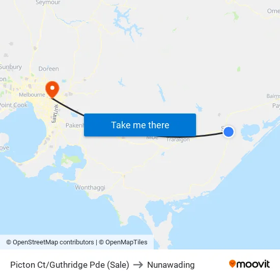 Picton Ct/Guthridge Pde to Nunawading map