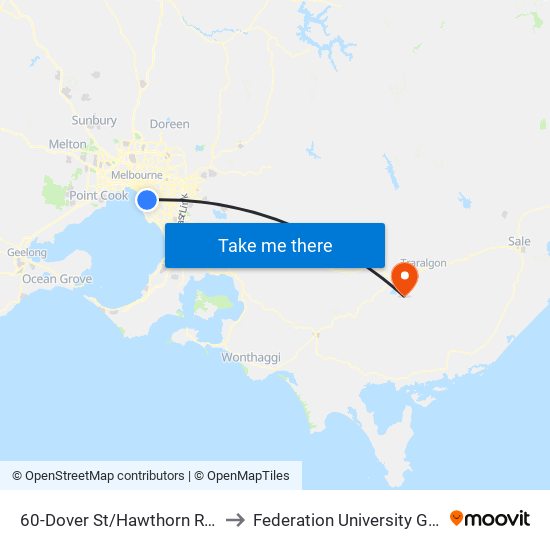 60-Dover St/Hawthorn Rd (Caulfield South) to Federation University Gippsland Campus map