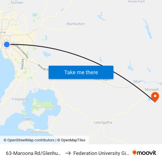 63-Maroona Rd/Glenhuntly Rd (Carnegie) to Federation University Gippsland Campus map