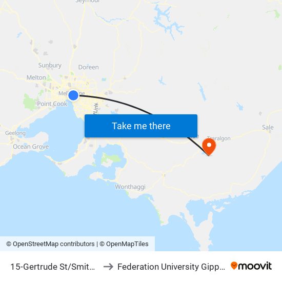 15-Gertrude St/Smith St (Fitzroy) to Federation University Gippsland Campus map