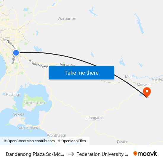 Dandenong Plaza Sc/Mccrae St (Dandenong) to Federation University Gippsland Campus map