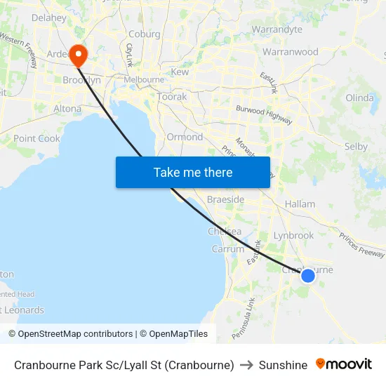 Cranbourne Park Sc/Lyall St to Sunshine map