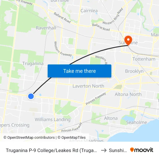 Truganina P-9 College/Leakes Rd to Sunshine map