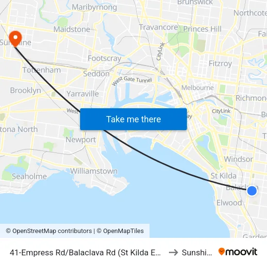 Empress Rd/Balaclava Rd #41 to Sunshine map