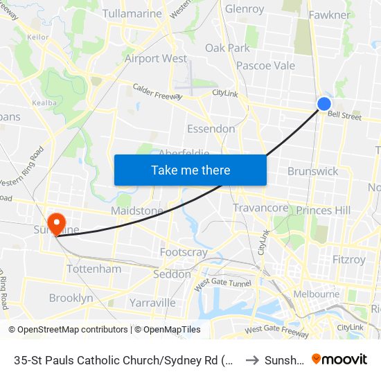 35-St Pauls Catholic Church/Sydney Rd (Coburg) to Sunshine map