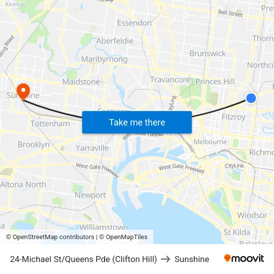 Michael St/Queens Pde #24 to Sunshine map