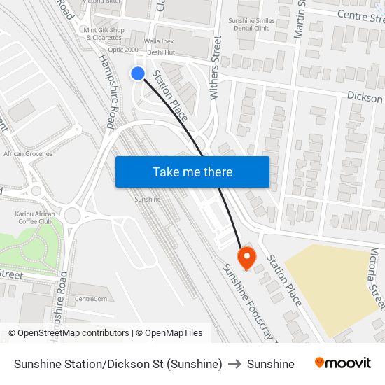 Sunshine Station/Dickson St (Sunshine) to Sunshine map