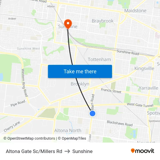 Altona Gate Sc/Millers Rd to Sunshine map