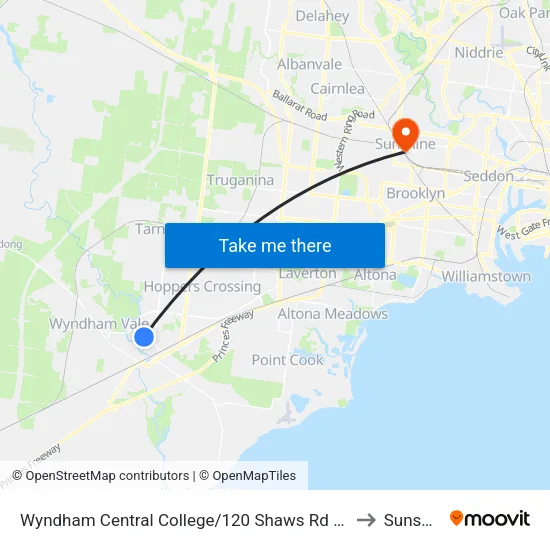 Wyndham Central College/Shaws Rd to Sunshine map