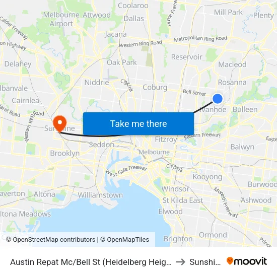 Austin Repat Mc/Bell St to Sunshine map