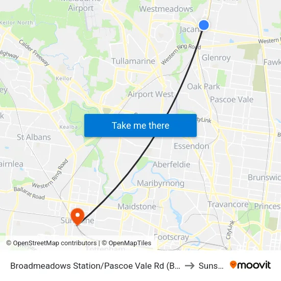 Broadmeadows Station/Pascoe Vale Rd to Sunshine map