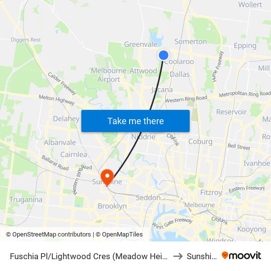 Fuschia Pl/Lightwood Cres (Meadow Heights) to Sunshine map