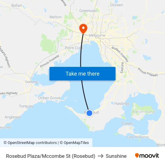 Rosebud Plaza/Mccombe St to Sunshine map