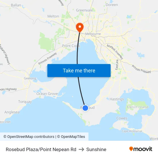 Rosebud Plaza/Point Nepean Rd to Sunshine map