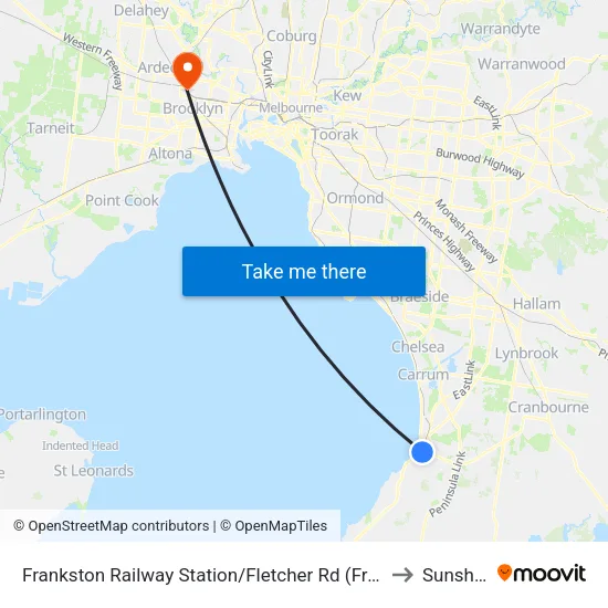 Frankston Railway Station/Fletcher Rd to Sunshine map
