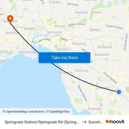 Springvale Station/Springvale Rd to Sunshine map