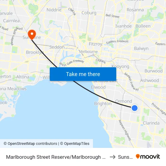 Marlborough Street Reserve/Marlborough St to Sunshine map
