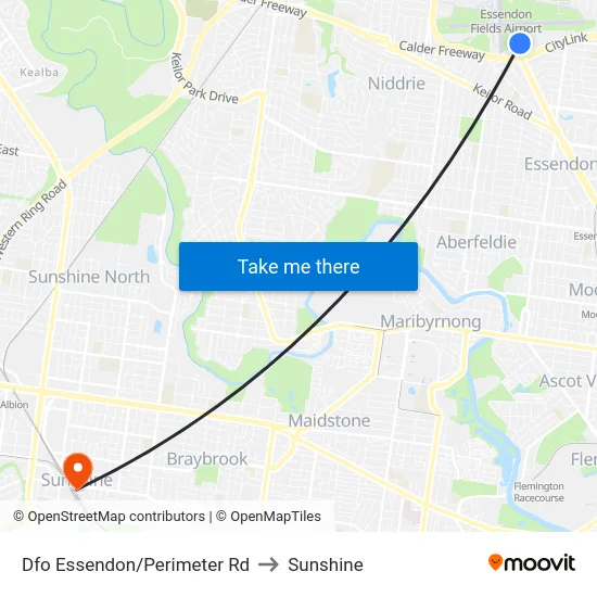 Dfo Essendon/Perimeter Rd to Sunshine map