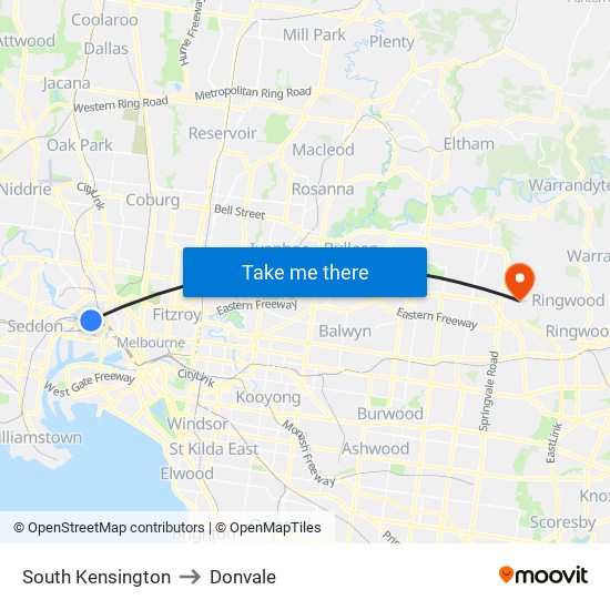 South Kensington to Donvale map