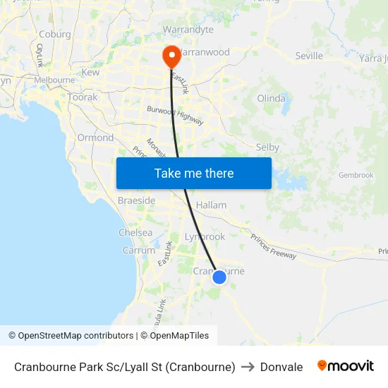 Cranbourne Park Sc/Lyall St to Donvale map
