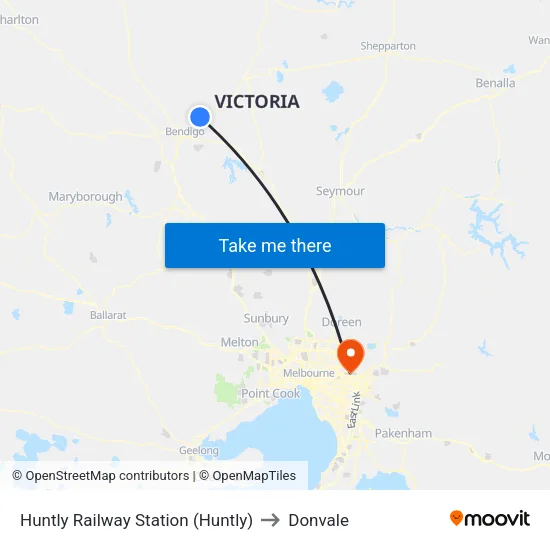 Huntly Railway Station (Huntly) to Donvale map