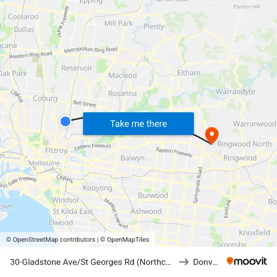 Gladstone Ave/St Georges Rd #30 to Donvale map