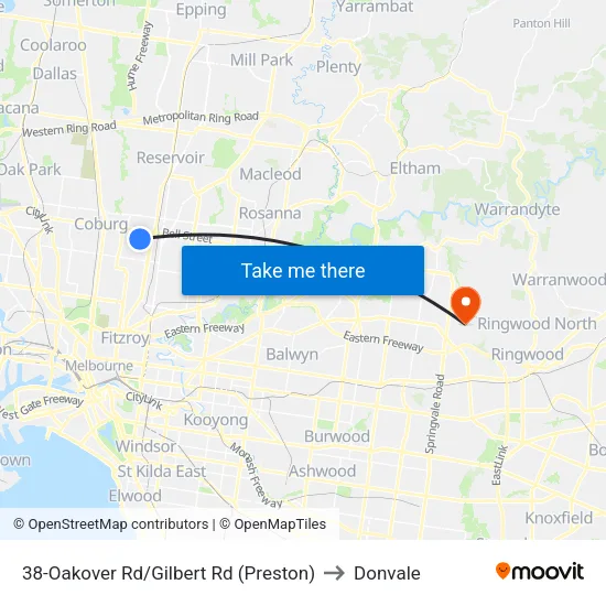 Oakover Rd/Gilbert Rd #38 to Donvale map