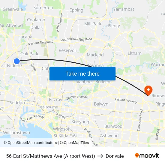 Earl St/Matthews Ave #56 to Donvale map